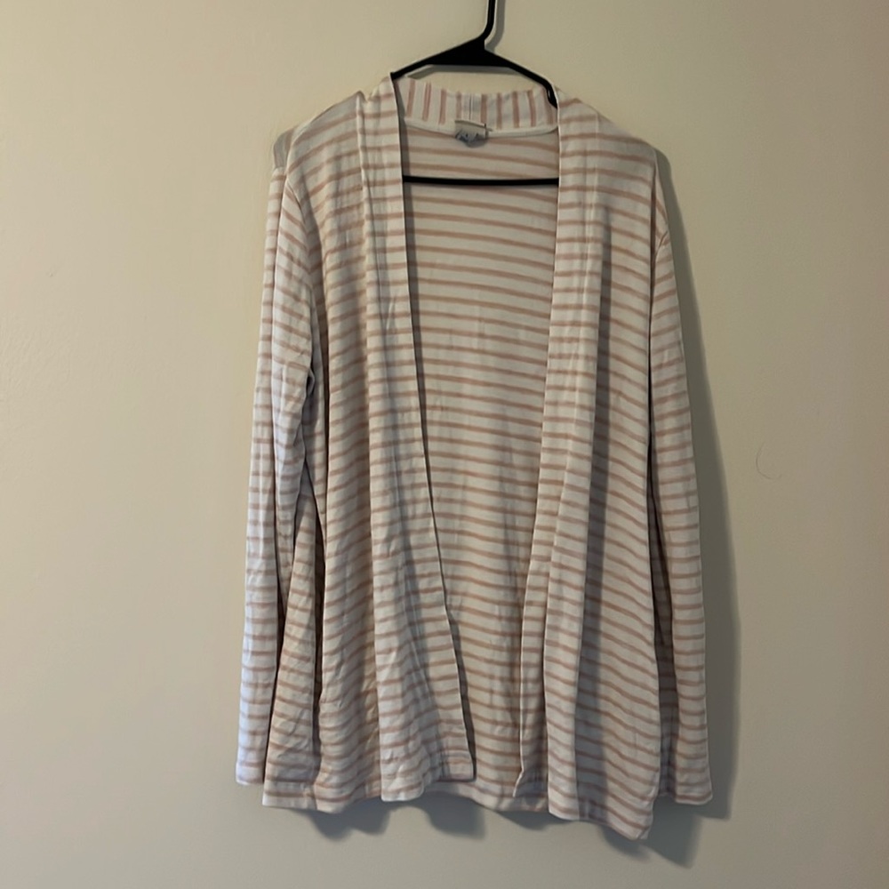 Pink Stripped Cardigan with Pockets | L